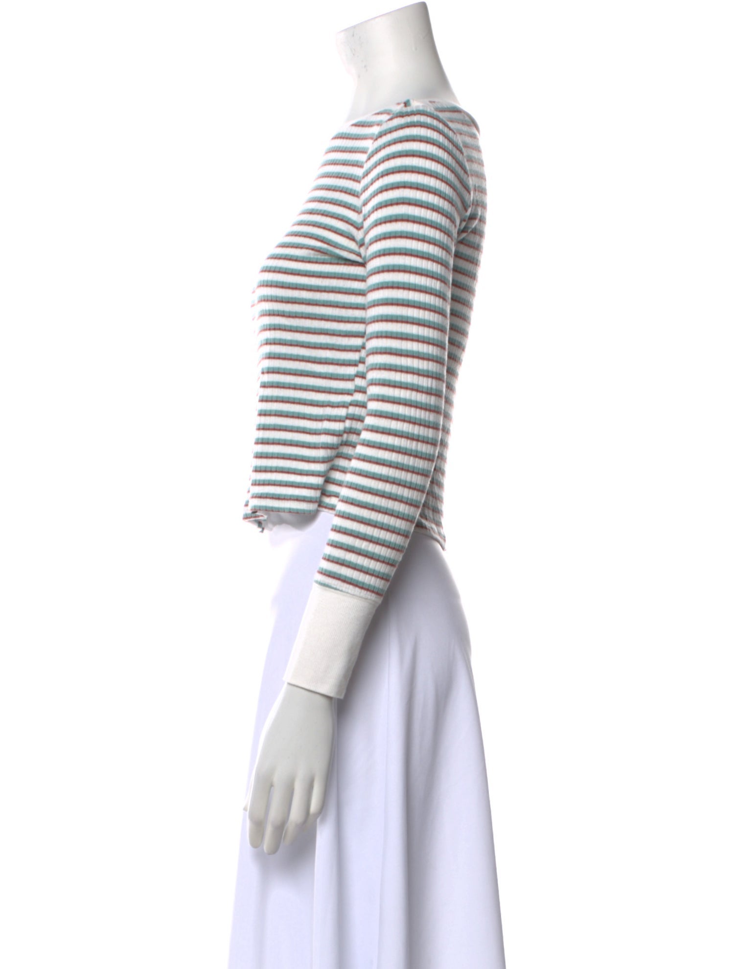 FRAME Striped Bateau Neckline Crop Top