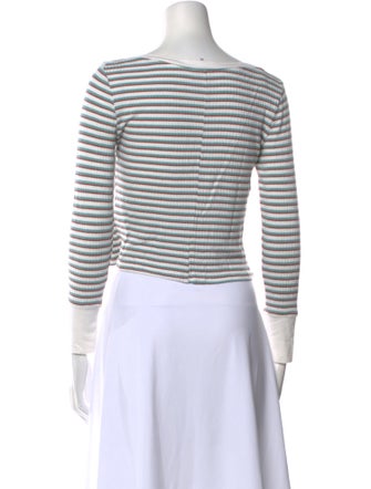 FRAME Striped Bateau Neckline Crop Top