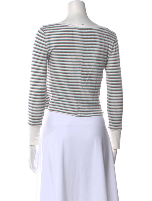 FRAME Striped Bateau Neckline Crop Top