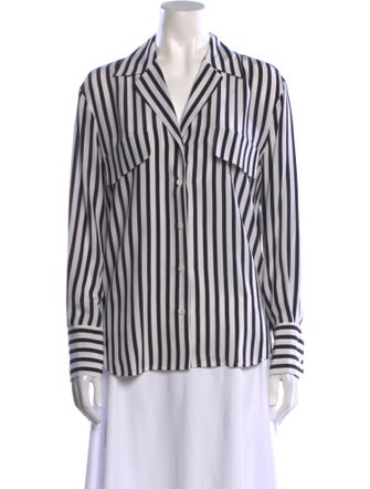 FRAME Silk Striped Button-Up Top