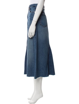 FRAME Distressed Accents Midi Length Skirt
