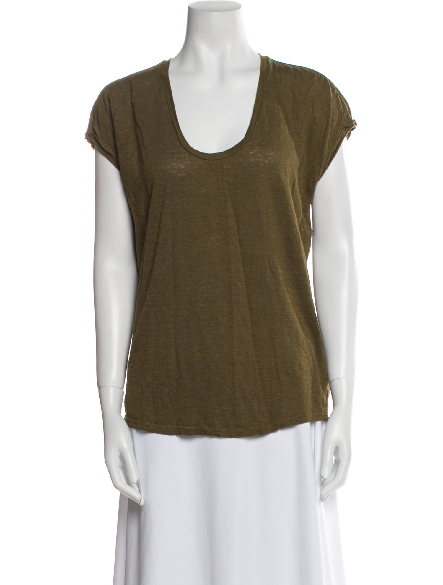 FRAME Linen Scoop Neck T-Shirt