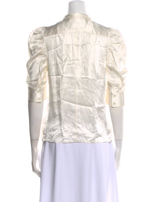 FRAME Silk Three-Quarter Sleeve Button-Up Top