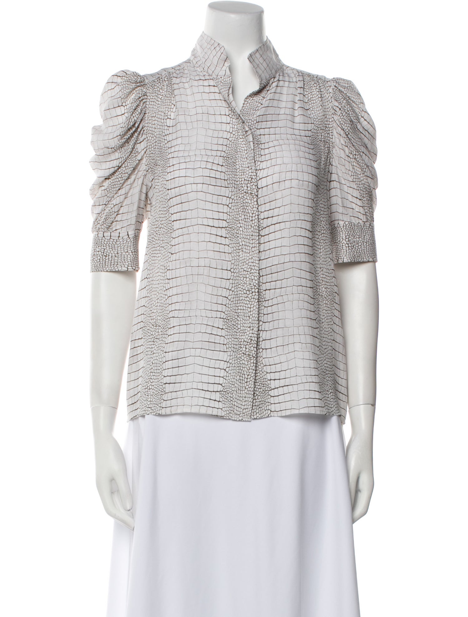 FRAME Silk Printed Button-Up Top w/ Tags