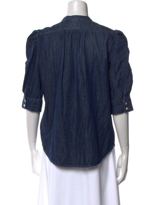 FRAME Mock Neck Three-Quarter Sleeve Button-Up Top