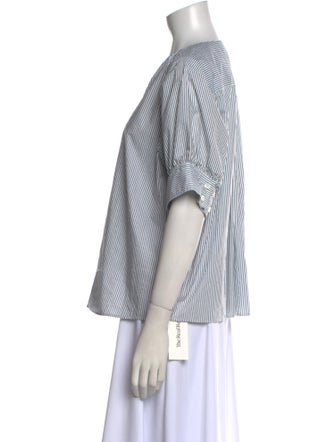 FRAME Striped V-Neck Blouse