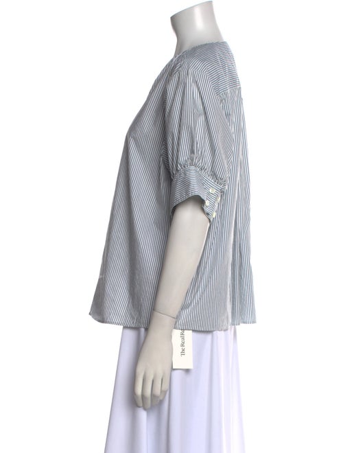 FRAME Striped V-Neck Blouse