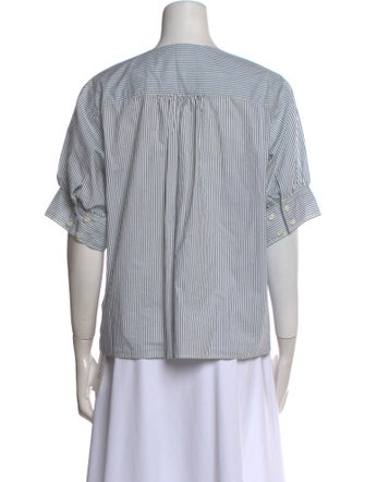 FRAME Striped V-Neck Blouse