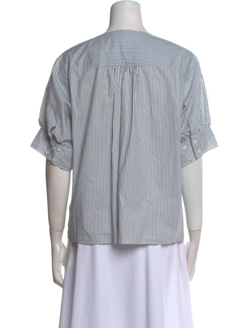 FRAME Striped V-Neck Blouse