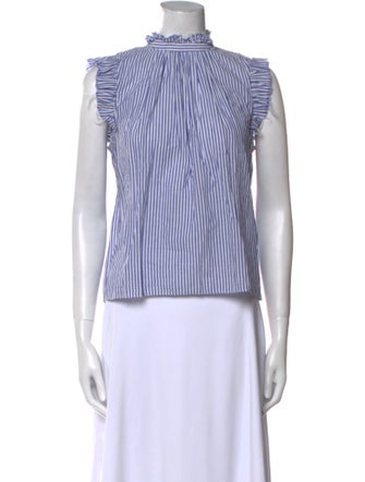 FRAME Striped Mock Neck Top