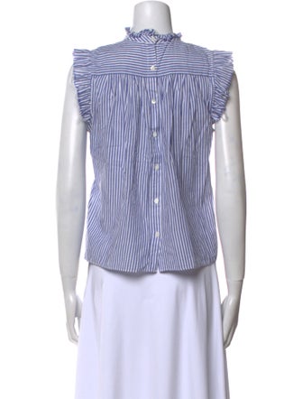 FRAME Striped Mock Neck Top