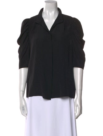 FRAME Silk Three-Quarter Sleeve Button-Up Top