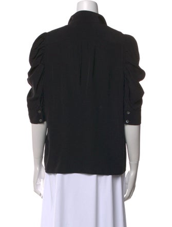 FRAME Silk Three-Quarter Sleeve Button-Up Top