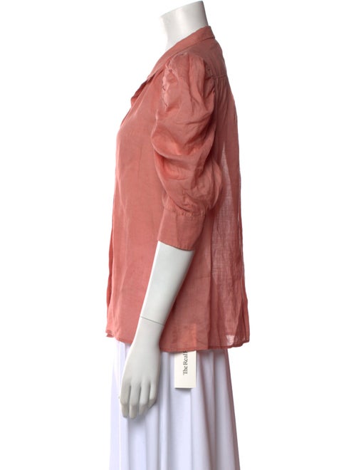 FRAME Three-Quarter Sleeve Button-Up Top