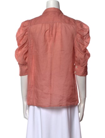 FRAME Three-Quarter Sleeve Button-Up Top