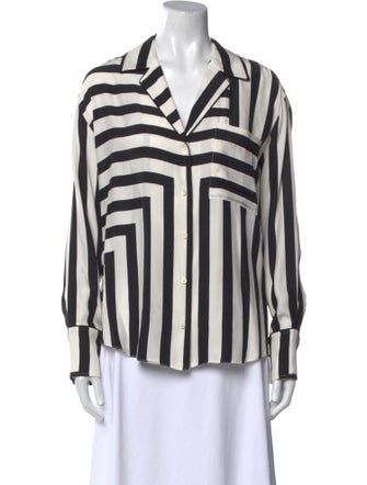 FRAME Silk Striped Button-Up Top