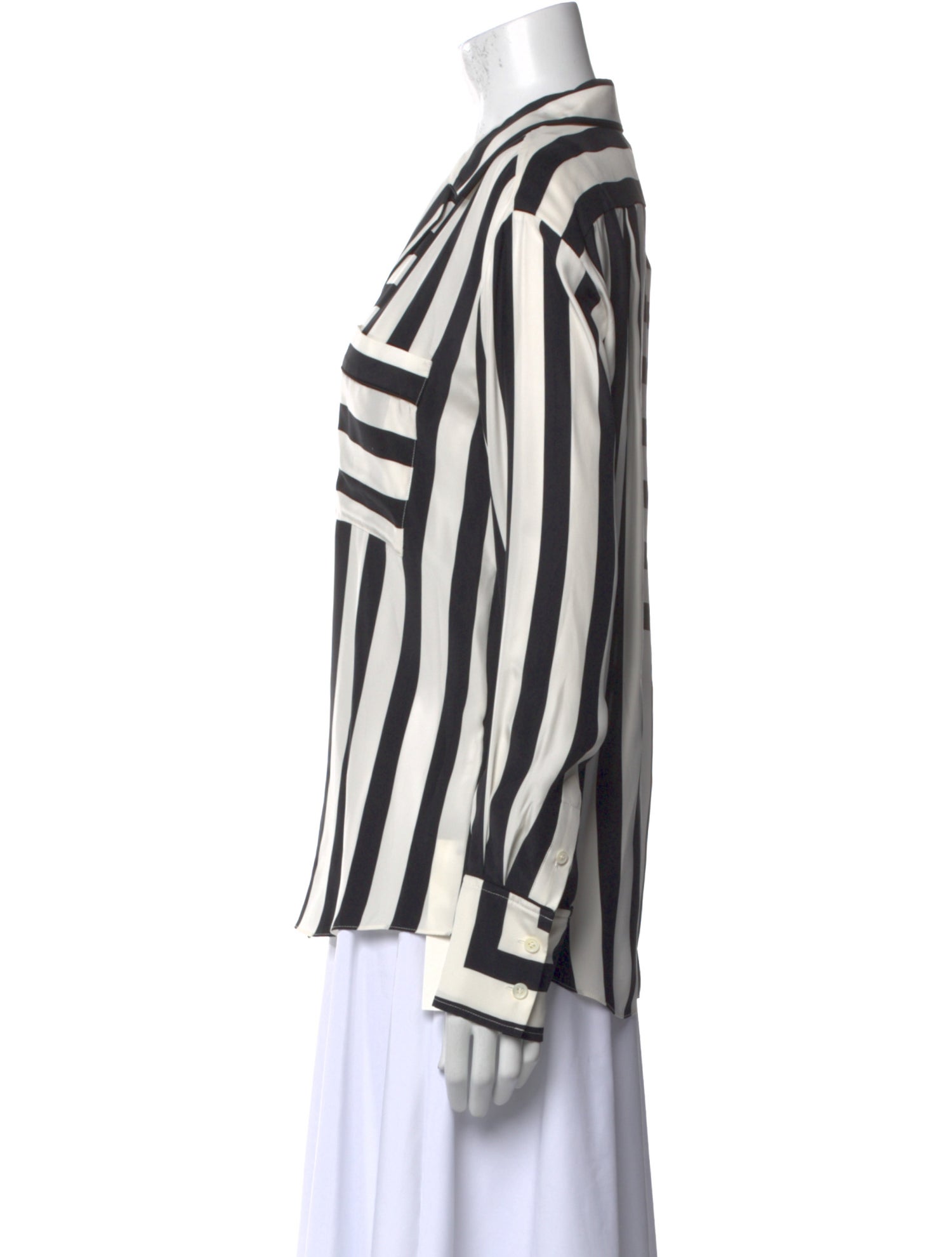 FRAME Silk Striped Button-Up Top