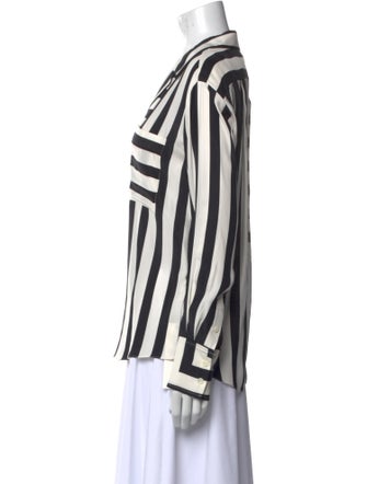 FRAME Silk Striped Button-Up Top