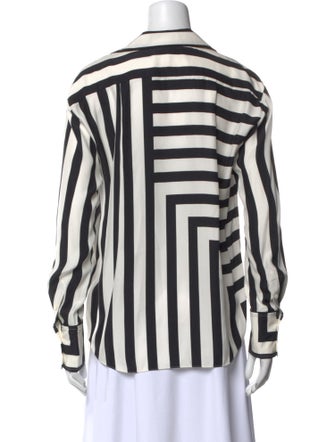 FRAME Silk Striped Button-Up Top