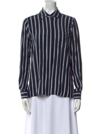 FRAME Silk Striped Button-Up Top