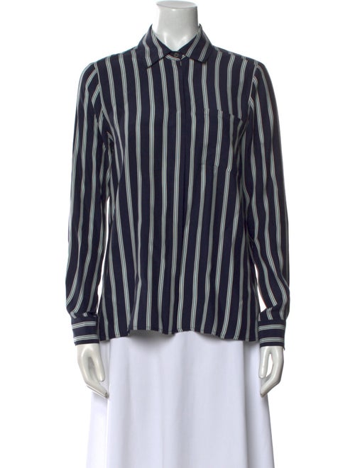 FRAME Silk Striped Button-Up Top