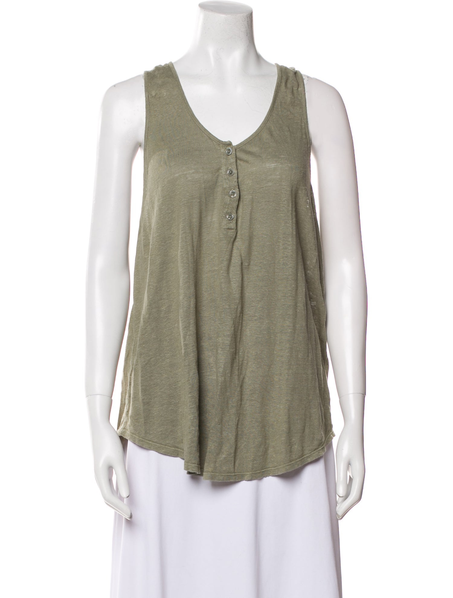 FRAME Linen V-Neck Top