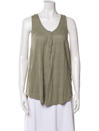 FRAME Linen V-Neck Top