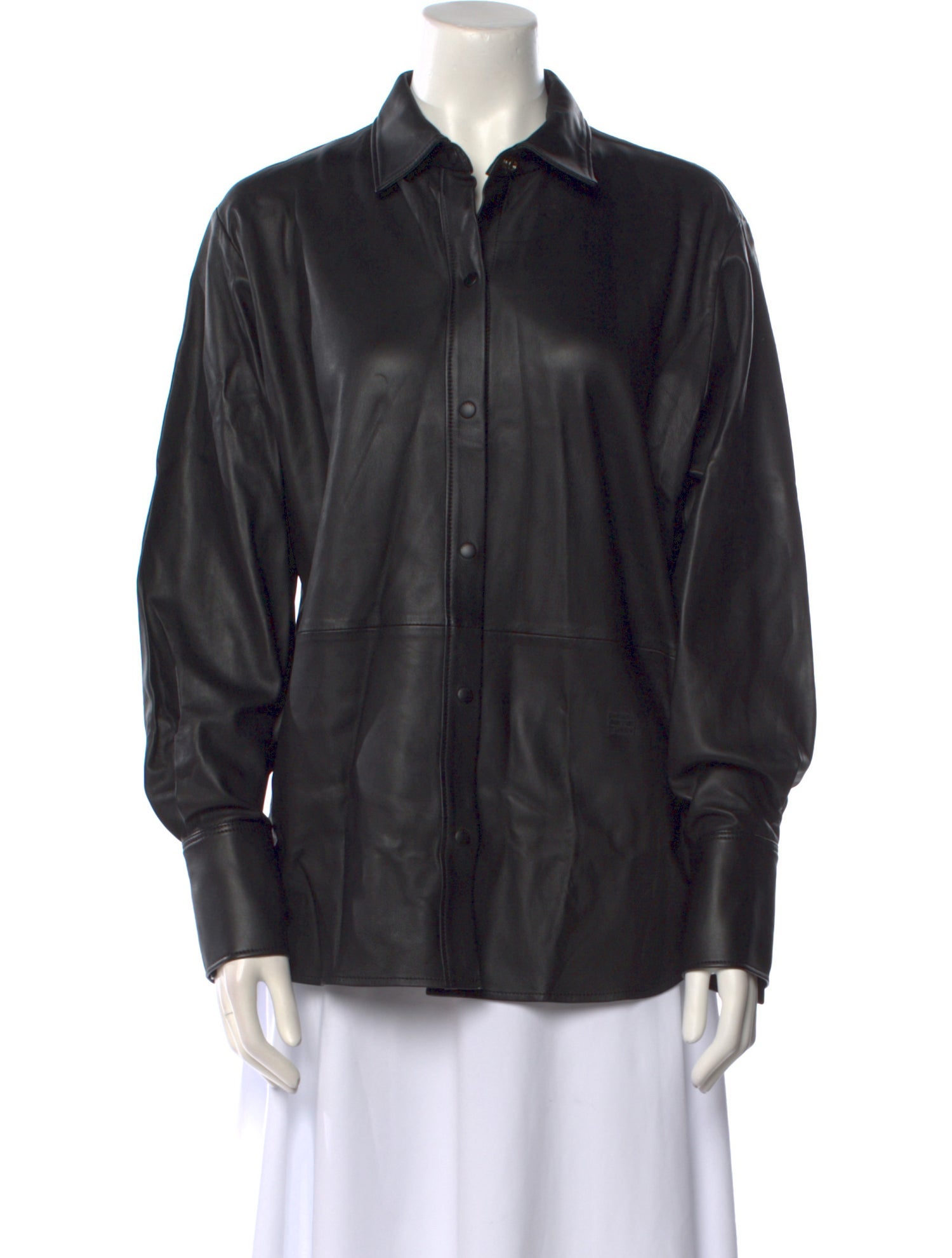 FRAME Lamb Leather Long Sleeve Button-Up Top w/ Tags