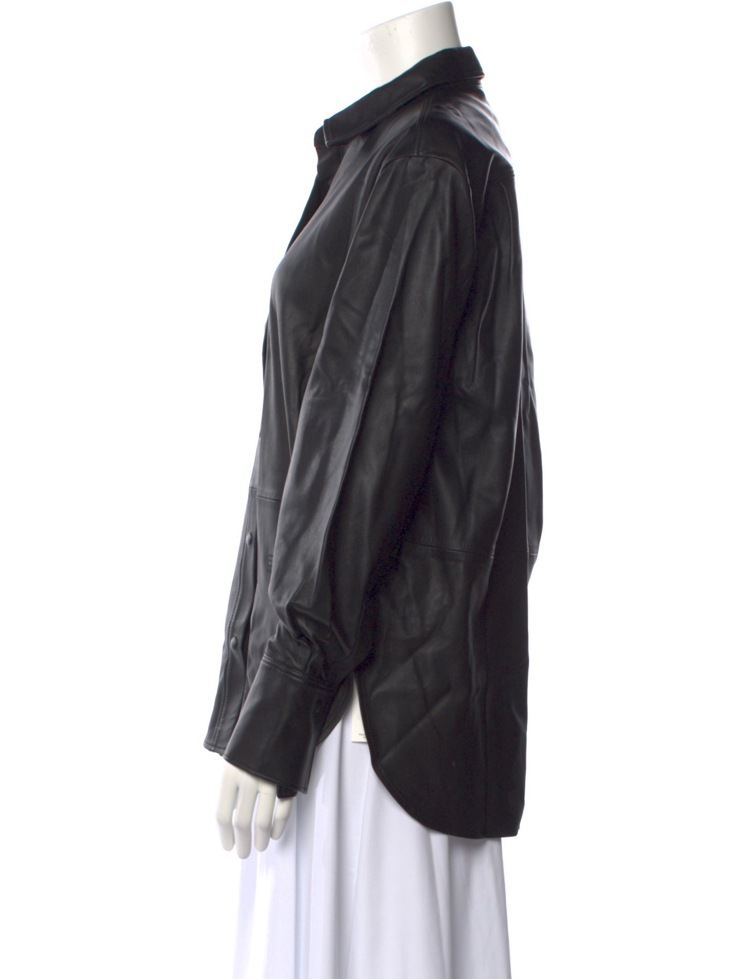 FRAME Lamb Leather Long Sleeve Button-Up Top w/ Tags