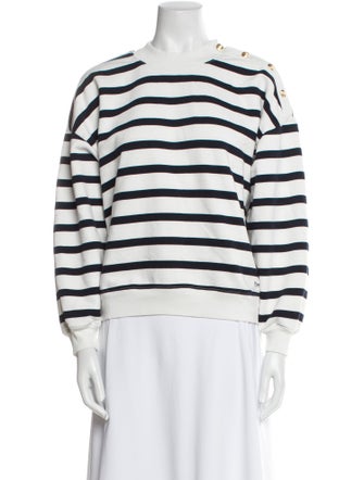 FRAME Striped Crew Neck Sweatshirt