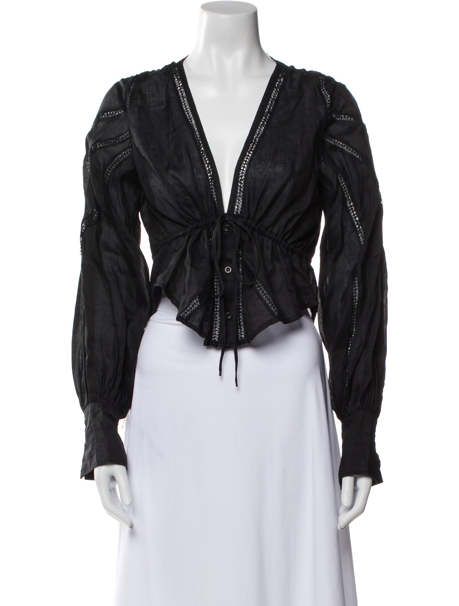 FRAME V-Neck Long Sleeve Crop Top