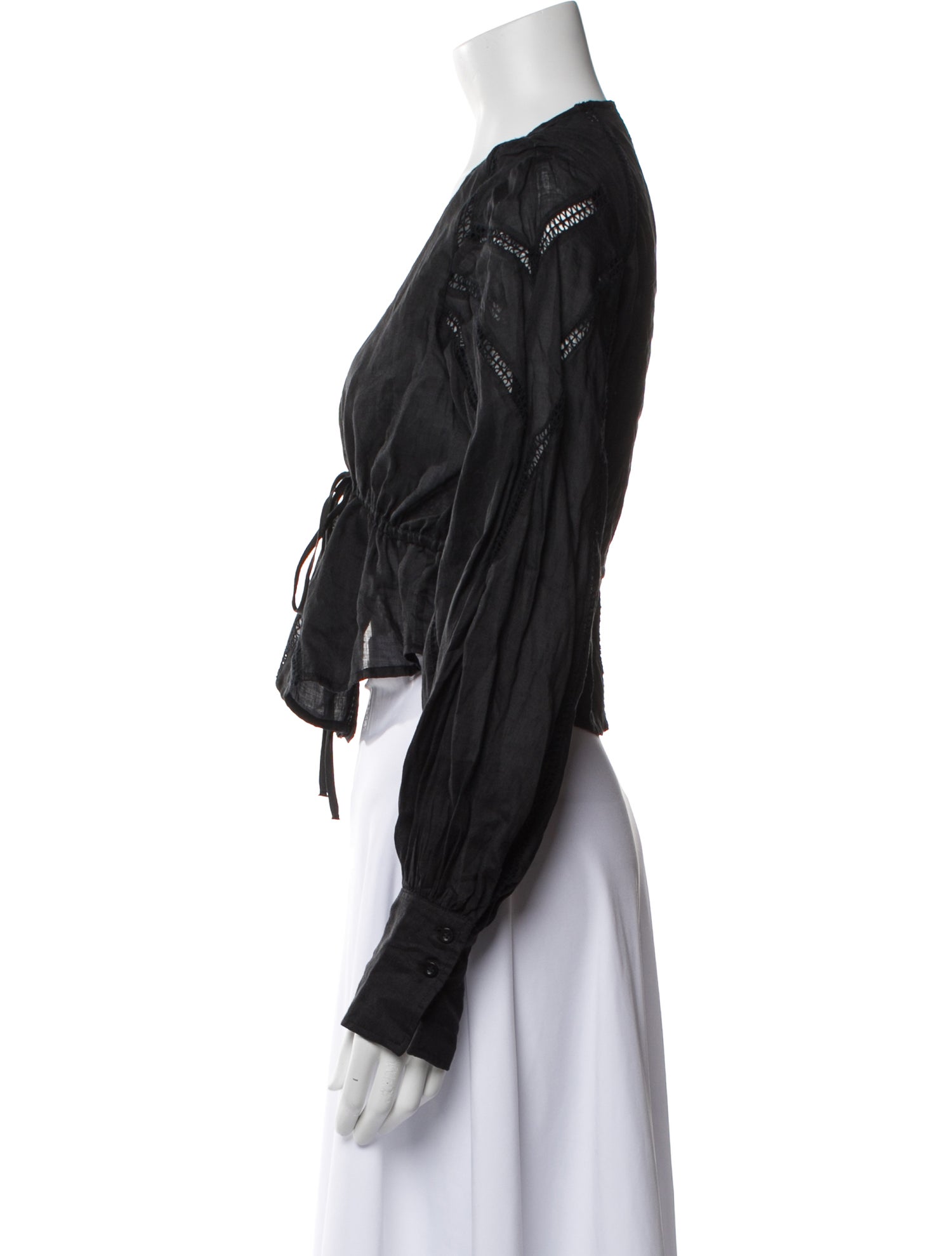 FRAME V-Neck Long Sleeve Crop Top