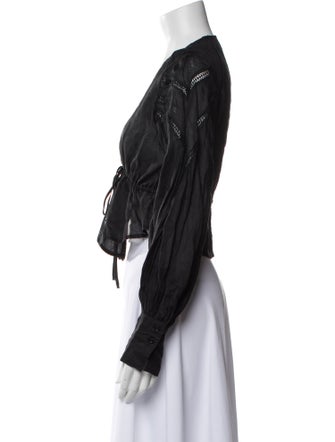 FRAME V-Neck Long Sleeve Crop Top