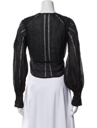 FRAME V-Neck Long Sleeve Crop Top