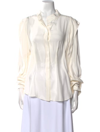 FRAME Silk Long Sleeve Button-Up Top