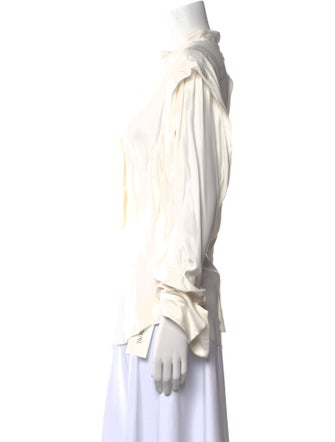 FRAME Silk Long Sleeve Button-Up Top