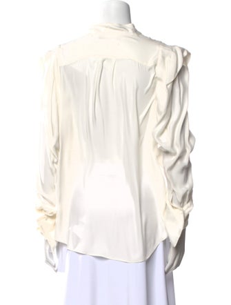 FRAME Silk Long Sleeve Button-Up Top