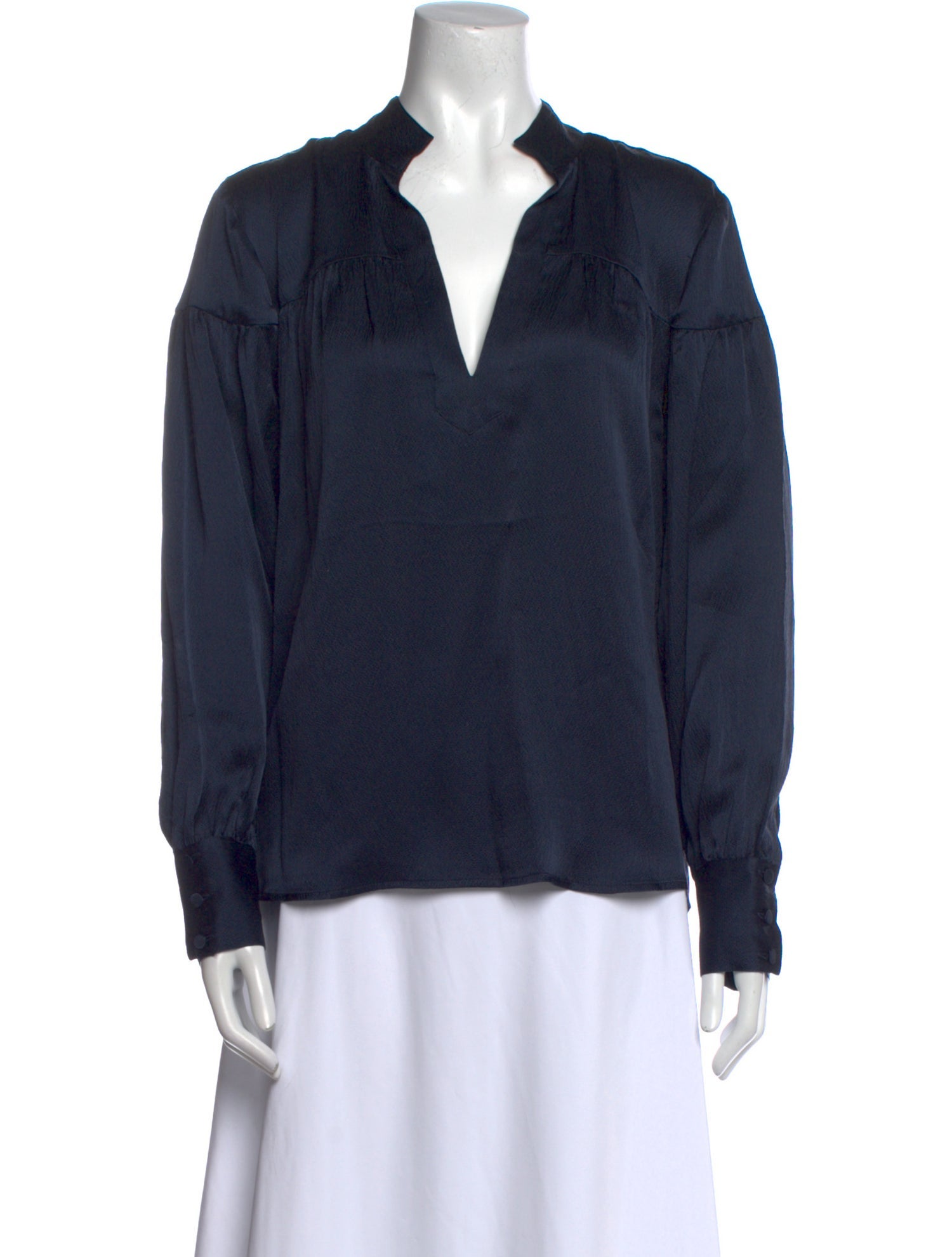 FRAME Silk V-Neck Blouse