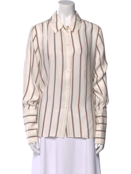 FRAME Silk Striped Button-Up Top
