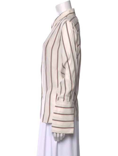 FRAME Silk Striped Button-Up Top