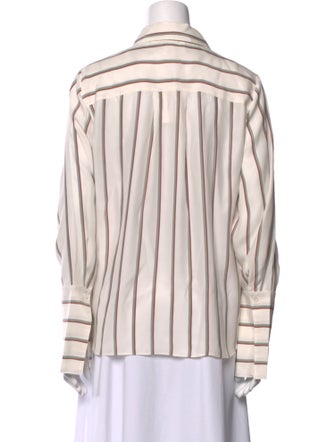 FRAME Silk Striped Button-Up Top