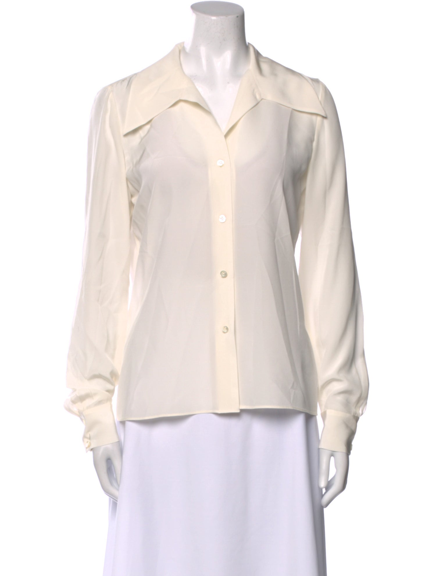 FRAME Silk Long Sleeve Button-Up Top