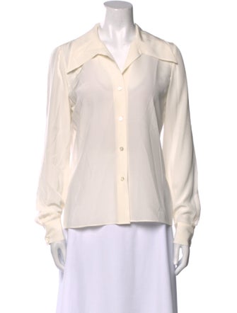 FRAME Silk Long Sleeve Button-Up Top