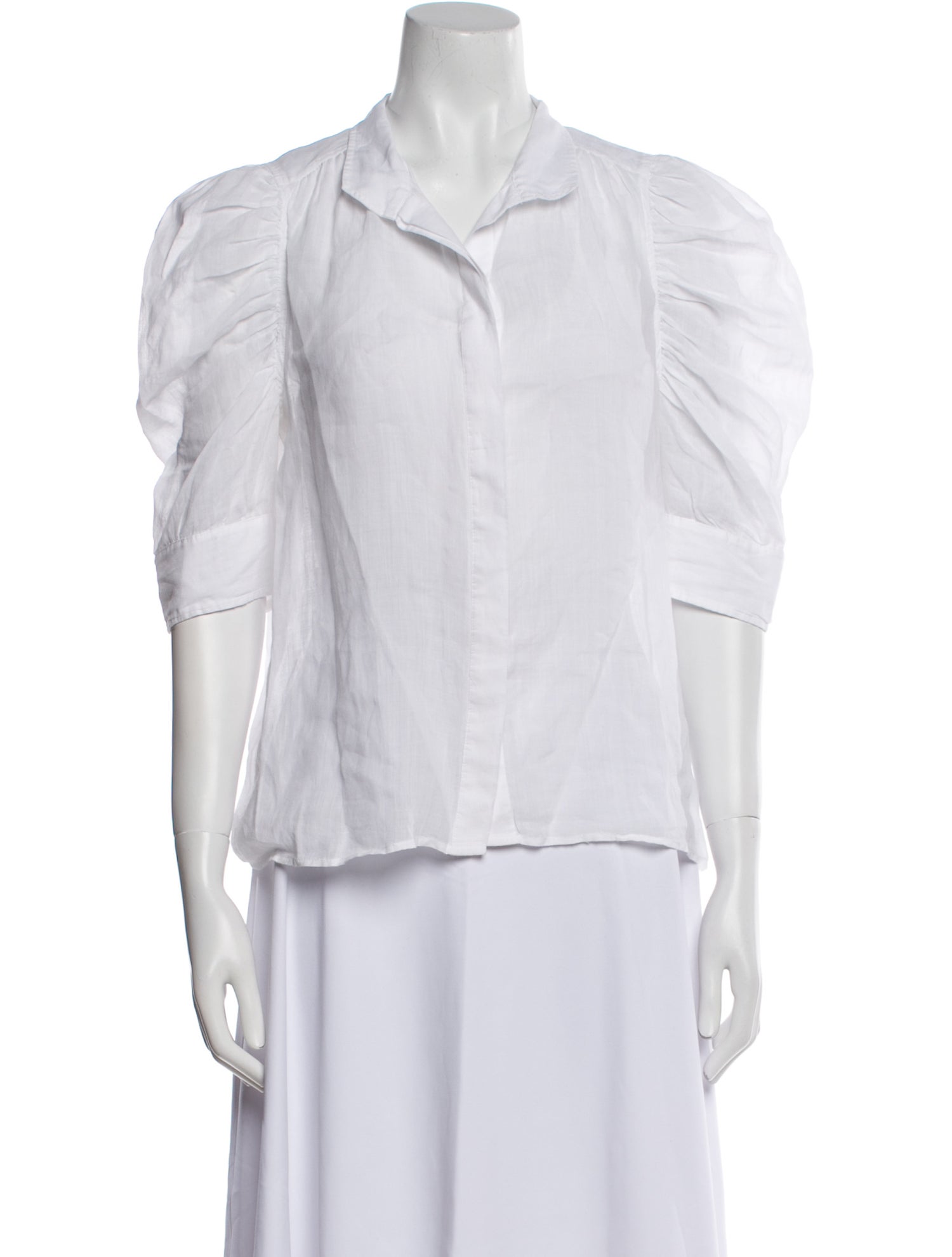 FRAME Three-Quarter Sleeve Button-Up Top