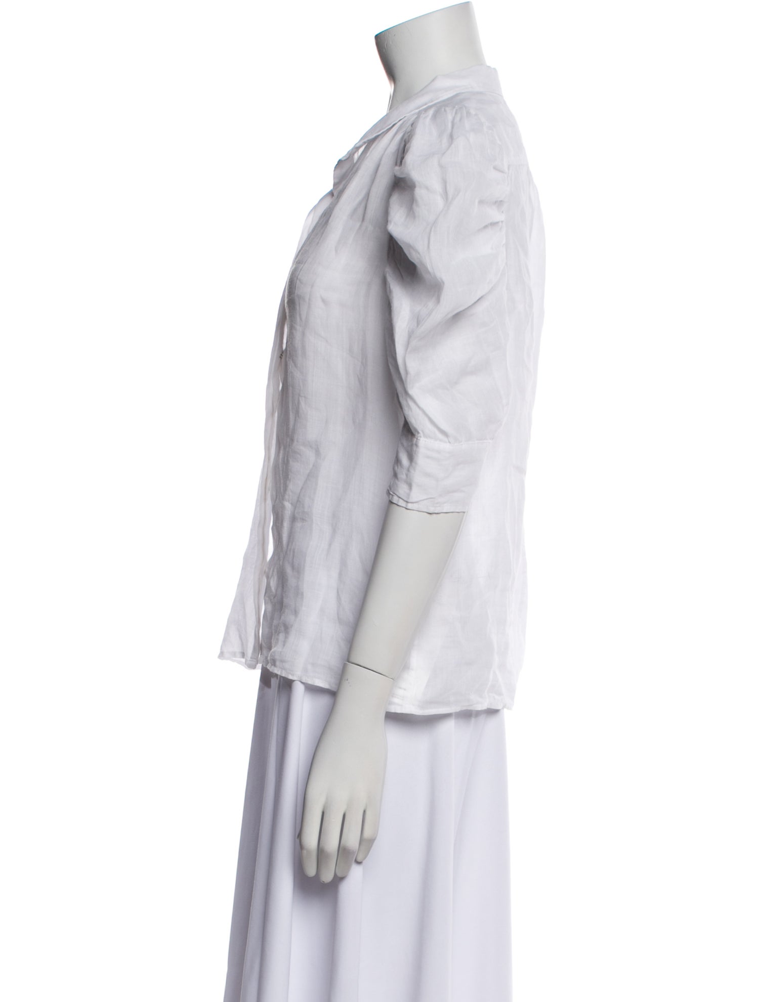 FRAME Three-Quarter Sleeve Button-Up Top