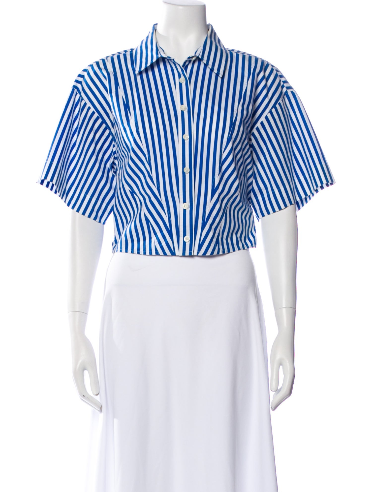 FRAME Striped Short Sleeve Crop Top