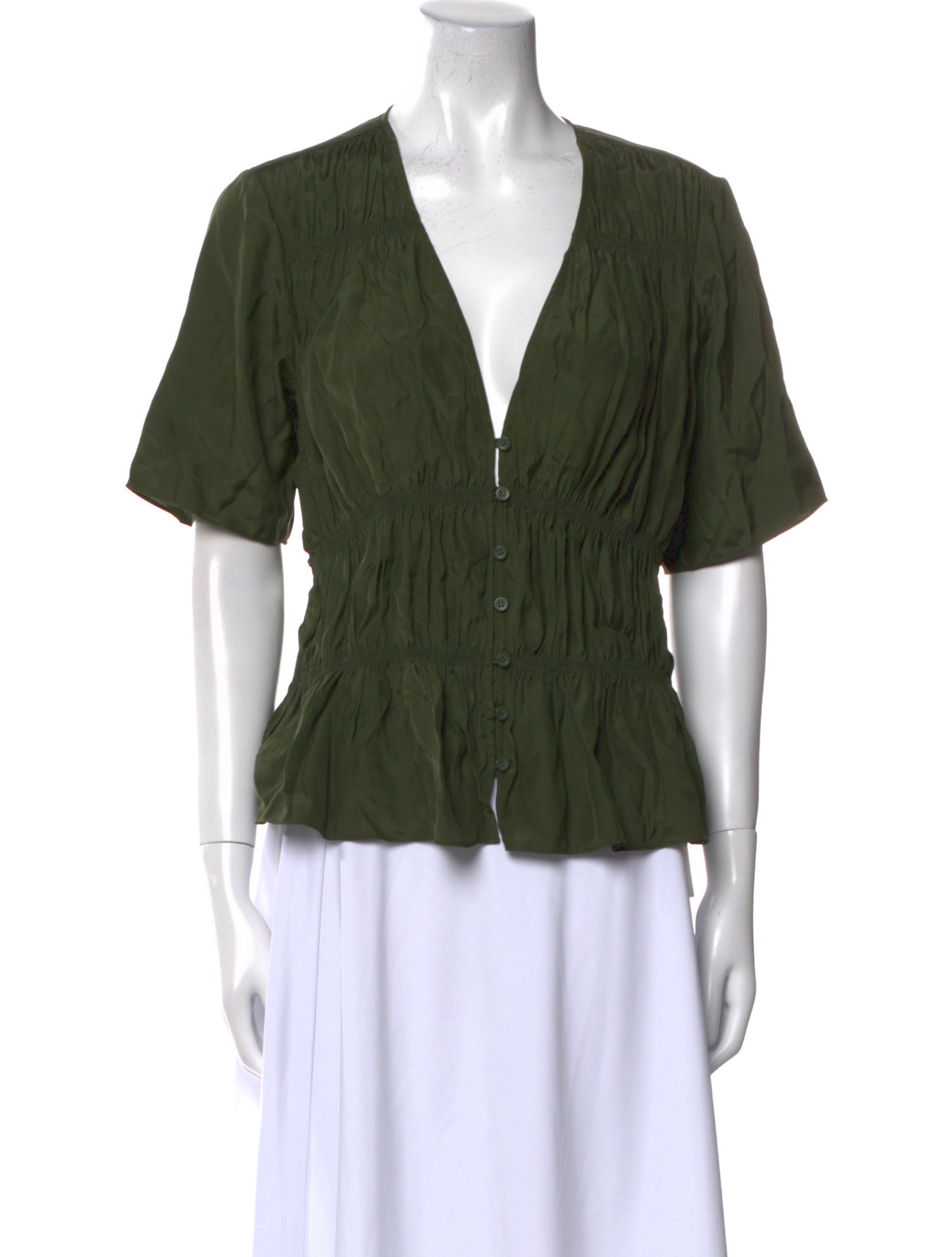 FRAME Silk V-Neck Blouse