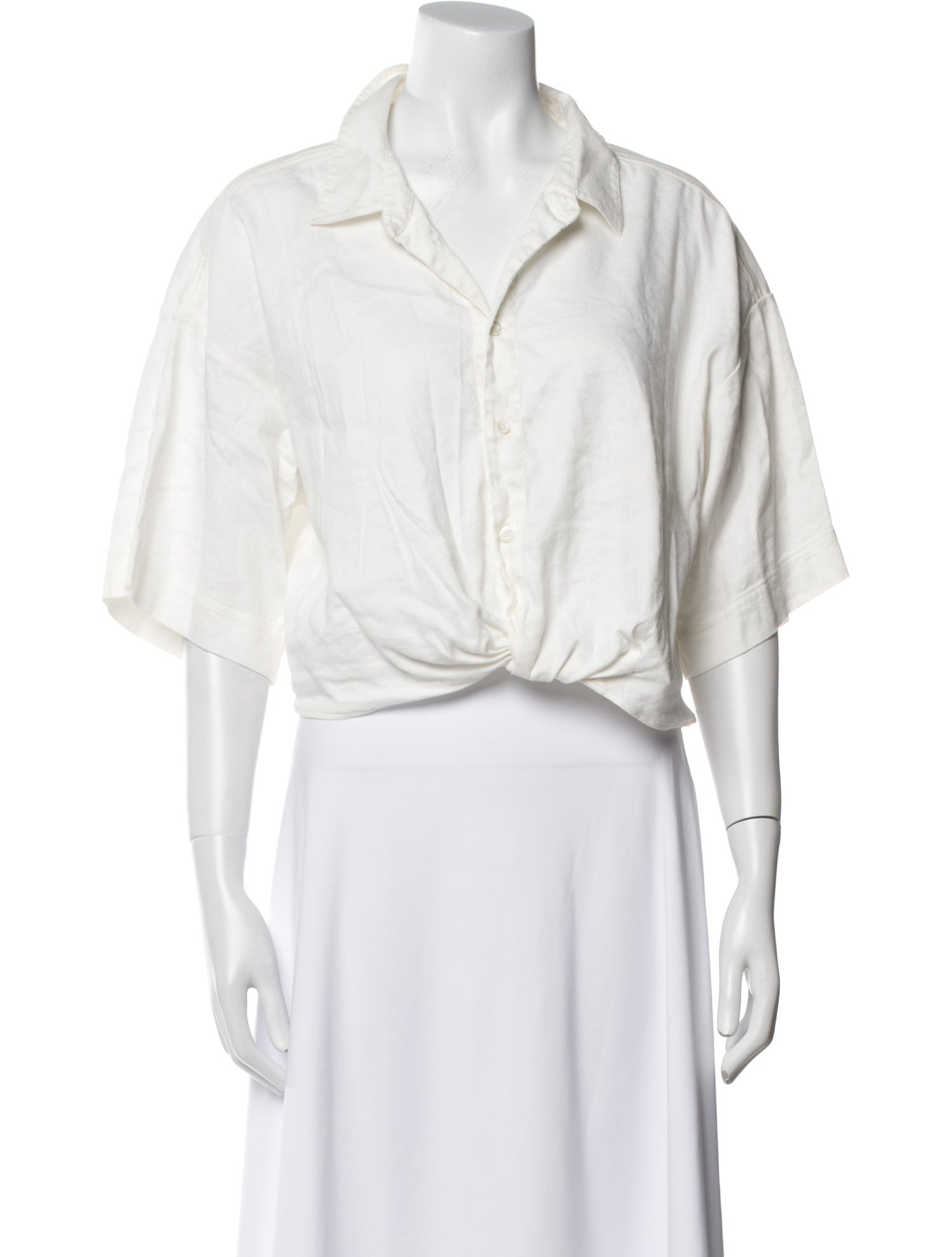 FRAME Three-Quarter Sleeve Crop Top