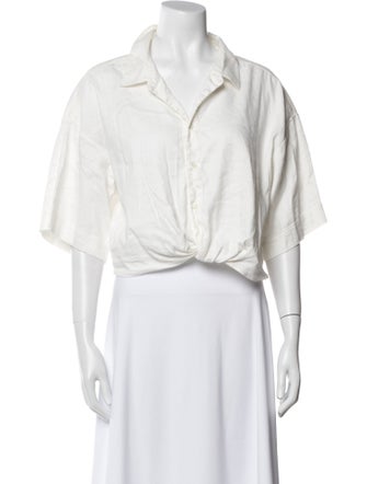 FRAME Three-Quarter Sleeve Crop Top