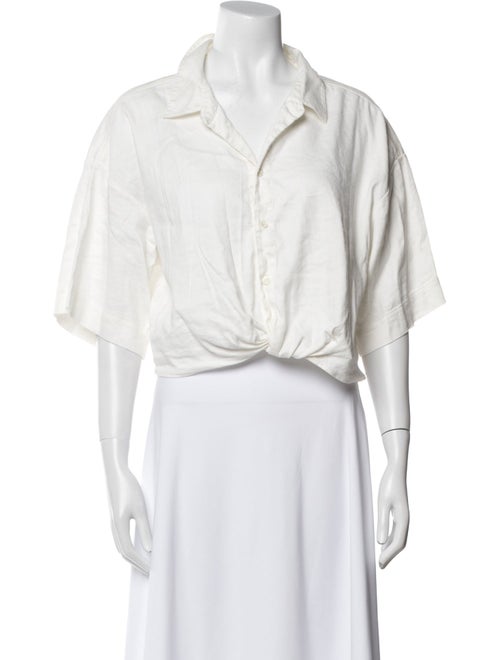 FRAME Three-Quarter Sleeve Crop Top